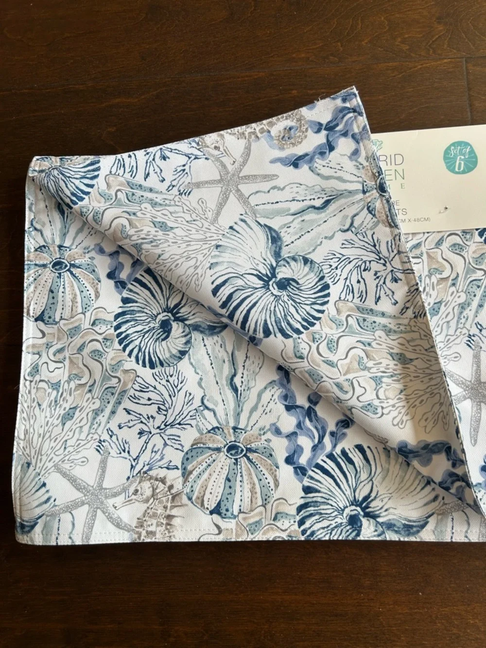 Sigrid Olsen  Set Of 6 Placemats New Sea Horse Ocean Life Shells Coral Reef